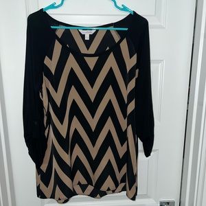 Black and nude Chevron blouse